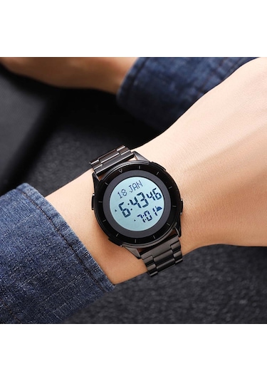 Skmeı 2300 Kıble Yönü Göstergesi Dijital Saat Işıklı Yer İşareti Fonksiyonu Elektronik Saat - Gümüş