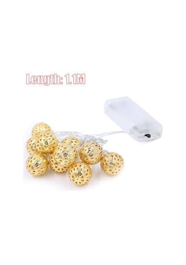 Kosona Demir Top Dekoratif Işık Zinciri 10 Led Altın Islak Işık 1.1m Yds004y - Ev, Festivaller İçin Romantik Atmosfer Oluşturucu