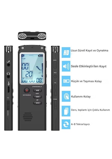 Ultratekno Kb40 32 Gb Premium Led Büyük Ekranlı Profesyonel Ses Kayıt Cihazı Okul Ders Not,toplantı Röportaj