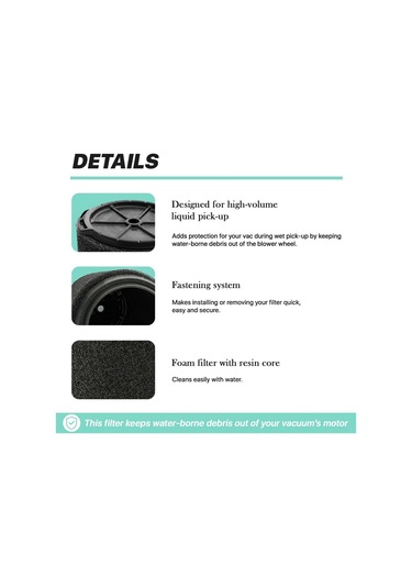 Crackedice Vf7000 Ridgid Vacuum Sadece Islak Vakum Filtresi İçin Yedek Filtre