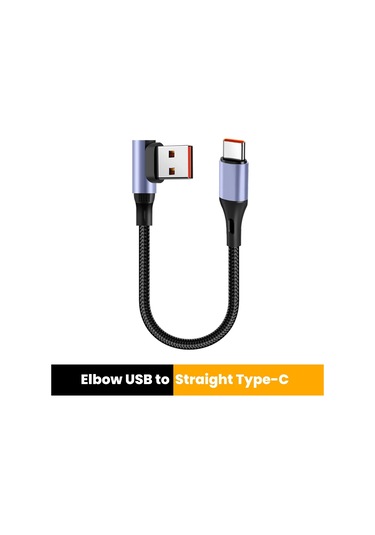 Crouch 6a Çift Dirsek Usb C Kablo 0.15m/0.3m Hızlı Şarj Iphone Uyumlu 15/16 Samsung Xiaomi Huaweigökyüzü Mavi