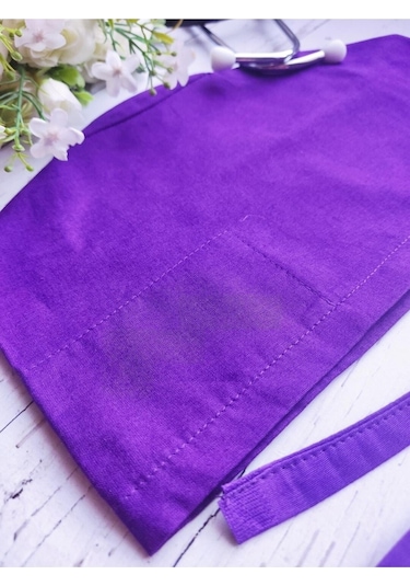 Tesettür Patlıcan Moru Tek Renk Cerrahi Bone Doktor Hemşire Sağlıkçı Bonesi Geniş Kesim