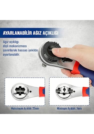 Workpro Wp272063 7-22mm Cr-v Profesyonel Ayarlanabilir 200mm Cırcır Anahtar