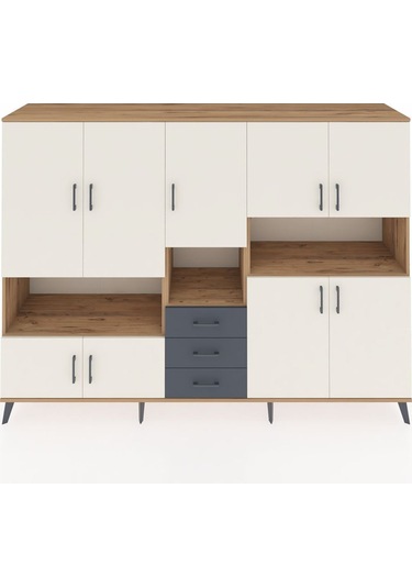 Hyperion Dolap 13 Raflı 3 Çekmeceli 9 Kapaklı 220x44x163 Çam-ayta Çam-aytaşı/antrasit