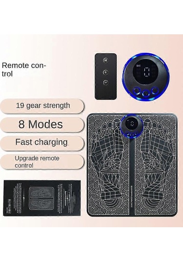 Ganzhoushop Transkutanöz Elektriksel Sinir Stimülatörü Ayak Masaj Matı 8 Mod Ve 19 Seviye İle Gergin Kasları Rahatlatın, Ağrının Geçici Olarak Giderilmesinde Kullanılabilir Uzaktan Kumanda Çok Renkli