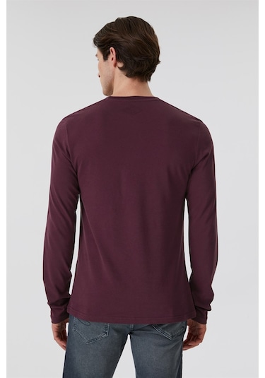 Lee Cooper Renzo Erkek O Yaka Uzun Kol T-Shirt Bordo-15360 Bordo