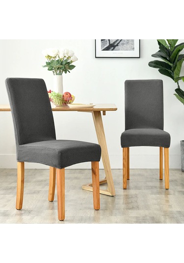 Springsun Esnek Jakarlı Sandalye Kılıfı - Yıkanabilir, Çıkarılabilir, Restoran & Ev Kullanımı Açık Gri Gri