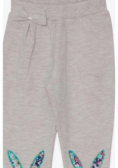 Breeze Kız Bebek Tayt Pantolon Tavşan Nakışlı 9 Ay-3 Yaş, Bej Melanj Bej Melanj
