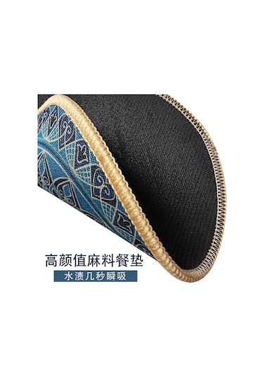 Primepickings Rüzgar Bardak Altlığı Taklit Keten Kauçuk Altlık Ev Dekoratif Zemin Matı Isı Yalıtımı Masa Mat