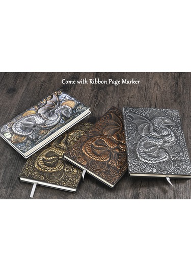 Hediyelik Beyaz Ejder Kabartmalı Defter