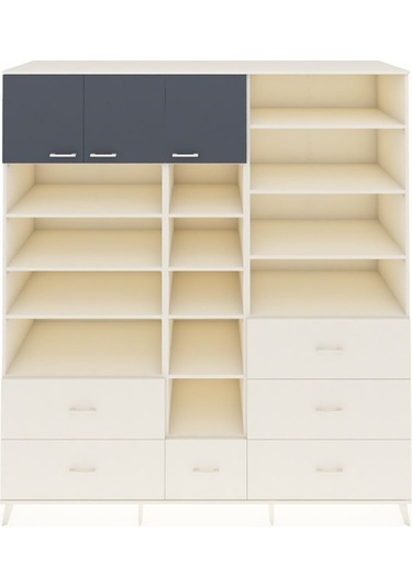 Kronos Dolap 17 Raflı 6 Çekmeceli 3 Kapaklı 220x59x243 Aytaşı-antrasit/aytaşı Antrasıt/aytası