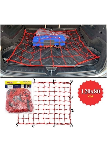 Bagaj Filesi Elastik120x80cm Kırmızı Bagaj Lastiği Ahtapot
