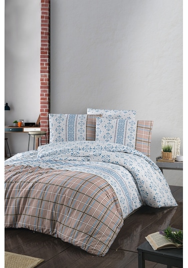 Minteks Ranforce Nevresim Takımı Çift Kişilik-minimal Kahve