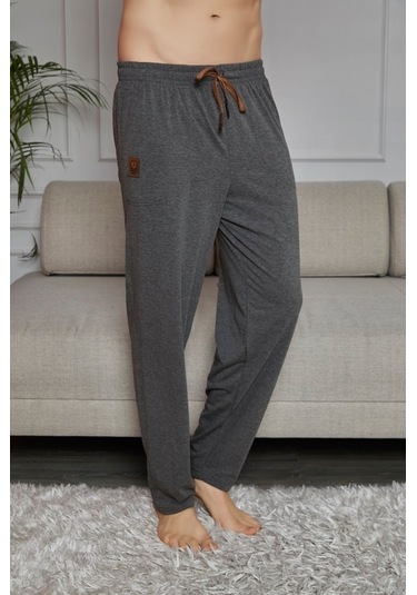 Ince Tek Alt Çok Rahat Pamuk Pijama Antrasit