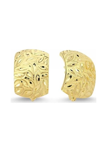 Sembolgold Altın J Küpe Taşsız Yaprak Motifli