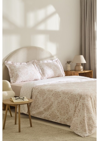 Kaşmir Home Grasy %100 Pamuk Çift Kişilik Nevresim Takımı Somon Somon