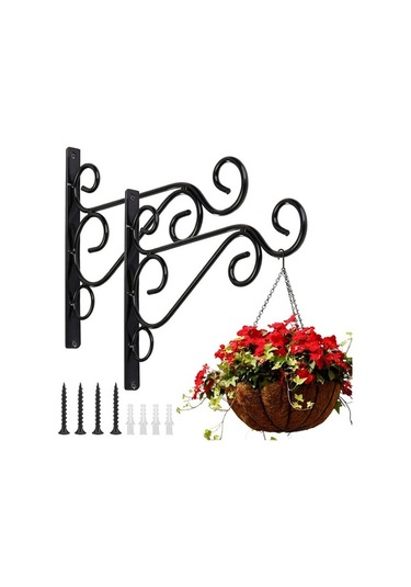 Pazly 2 Adet Siyah Açık Hava Asma Kancası - Bitki Kuş Yemliği Fener Rüzgar Çanları İçin