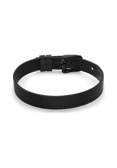 Tesbihane Uzunluk Ayarlı Siyah Renk Çelik Erkek Hasır Bileklik