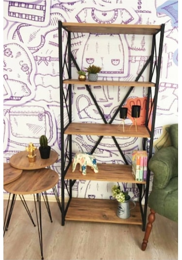 Mobigoom Dekoratif 5 Rafli Kitaplik Çam Çam