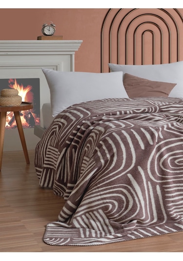 Pamela Çift Kişilik Battaniye 200x220 Cm Sütlü Kahve
