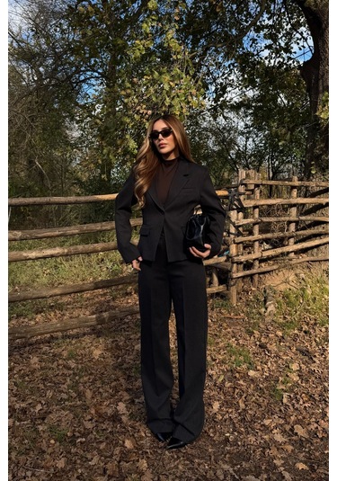 Siyah Tek Düğmeli Ceket Pantolon Takım - 9480 Siyah