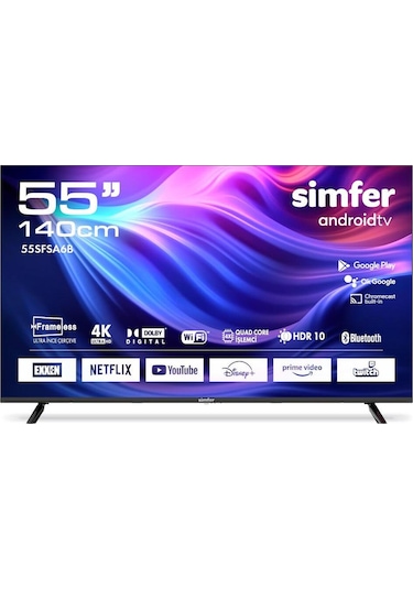 Simfer 55SFSA6B 4K Ultra HD 55" 140 Ekran Uydu Alıcılı Android Smart LED TV
