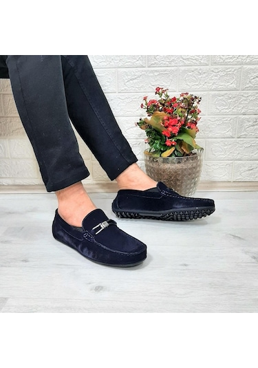 Fiyra Tkn Lacivert Nubuk Hakiki Deri Erkek Babet Günlük Ayakkabı 001