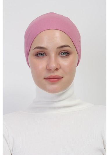 Pratik Dikişsiz Bağlamalı Kaymayan Tesettür Bone Pembe