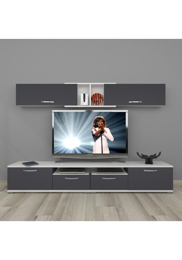 Decoraktiv Eko 5220 Mdf Tv Ünitesi Tv Sehpası Beyaz - Antrasit