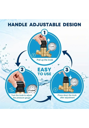 Xuweiwei 1 Adet Rv Su Basınç Regülatörü Göstergeli Ayarlanabilir Pirinç Kamp Karavan