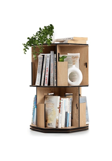 Dk20-vigowood Döner Kitaplık - 2 Kat / Meşe Meşe