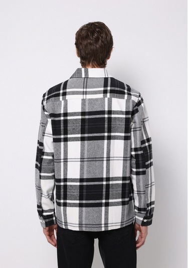 Colins Comfort Fit Shirt Neck Ekoseli Erkek Siyah Shacket Cl1076730 Q1.v1 Blk Siyah