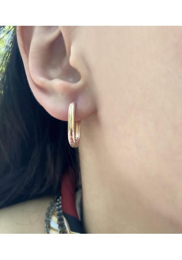 Taşsız Oval Rose Küpe Gümüş