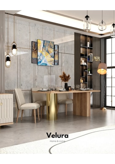 Yuvam Yemek Odası Takımı Yemek Masası + 4 Adet Sandalye Gri