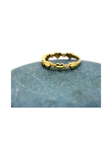 Kalp Sadakat Yemini (Pırlanta)Taşlı 14 Ayar Altın Sıralı Alyans Y