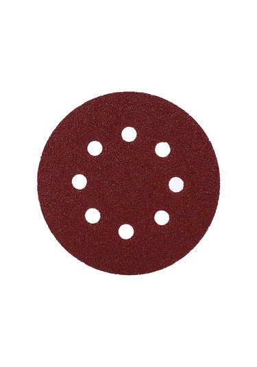 Springsun Alüminyum Oksit 125mm 8 Delikli Pürüzsüz Zımpara Diskleri, Kırmızı, 60 Zımpara Tane, 10 Adet/paket, Ahşap-metal-araç Üzeri Zımparalama İçin