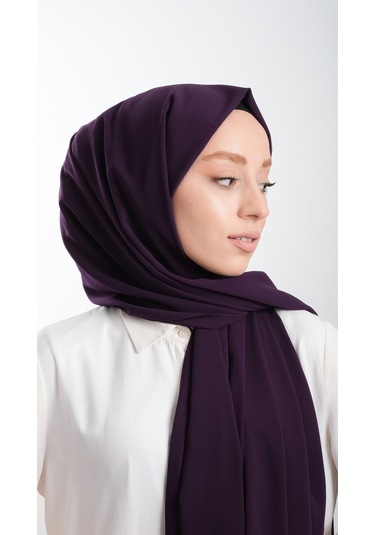 Mürdüm Düz Klasik Şal Medine İpeği Sade 202103_07