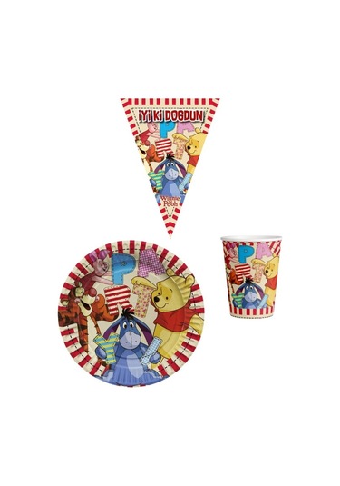 Winnie The Pooh 8 Kişilik Erkek Doğum Günü Mini Set Erkek Çocuk