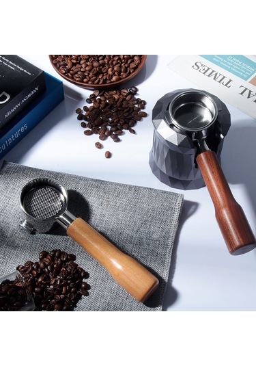 Leezsing 51mm Dipsiz Portafilter Kahve Dipsiz Delonghi Espresso Makinesi Ec680 Ve Ec685 Gül Ağacı Sapı İle Uyumlu Filtre Sepeti Dahil