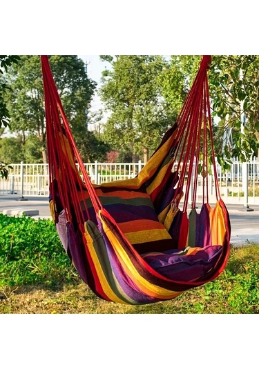 Tuval Eğlence Salıncak Asılı Sandalye, 1 Adet Açık Hamak Çok Renkli
