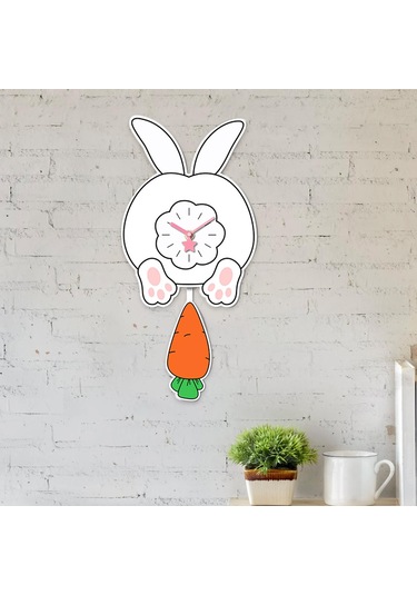 Homyl Tavşan Sarkaçlı Duvar Saati Sessiz Saat Akrilik Askılı Stil C