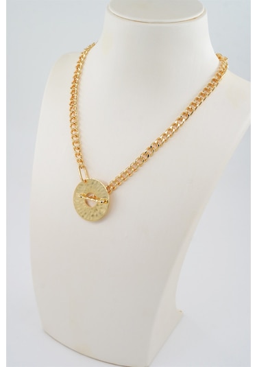 Kadın Özel Tasarım Prenses Zincirli Yuvarlak Figürlü Kolye - ALTIN