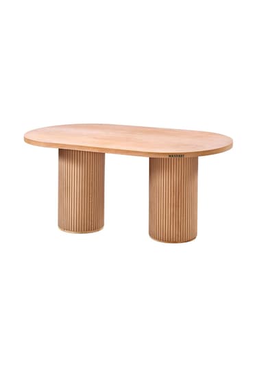 Masifart Apole 180 Lik Çizgili Oval Masa Cilasız Ham Ham