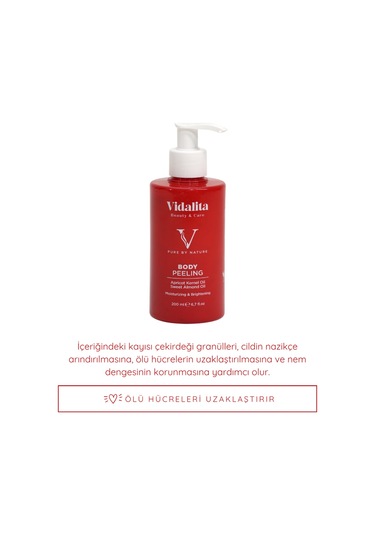 Vidalita Beauty & Care Doğal Vücut Peelingi Kayısı Çekirdeği & Tatlı Badem Yağı 200 ML
