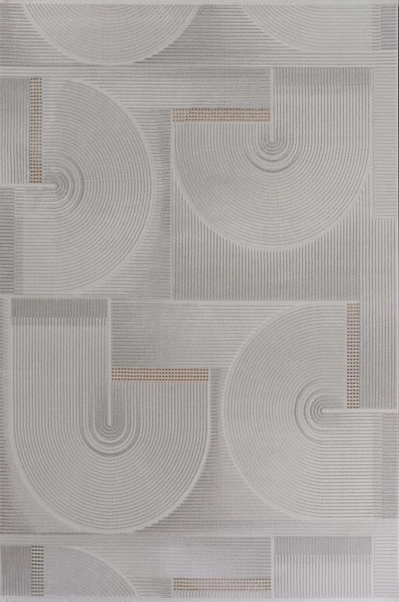 Gabardin Halı Omega 355d Serisi Triko Akrilik Salon Oturma Yatak Odası Halısı Gri - Kemik