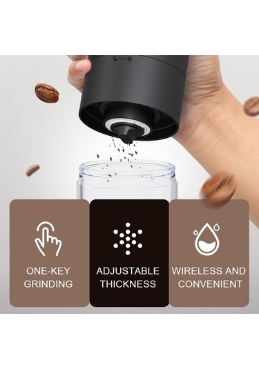 Flybuy Kahve Değirmeni - 25g Kapasiteli, 1800mah Batarya, Siyah Abs-cam Karışımı Kmdj Serisi Siyah