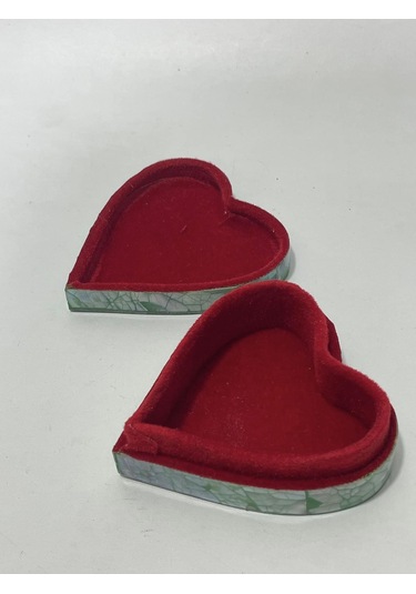 Sedef Kaplama Kalp Model Kadife Hediye Kutusu Küçük-model 3