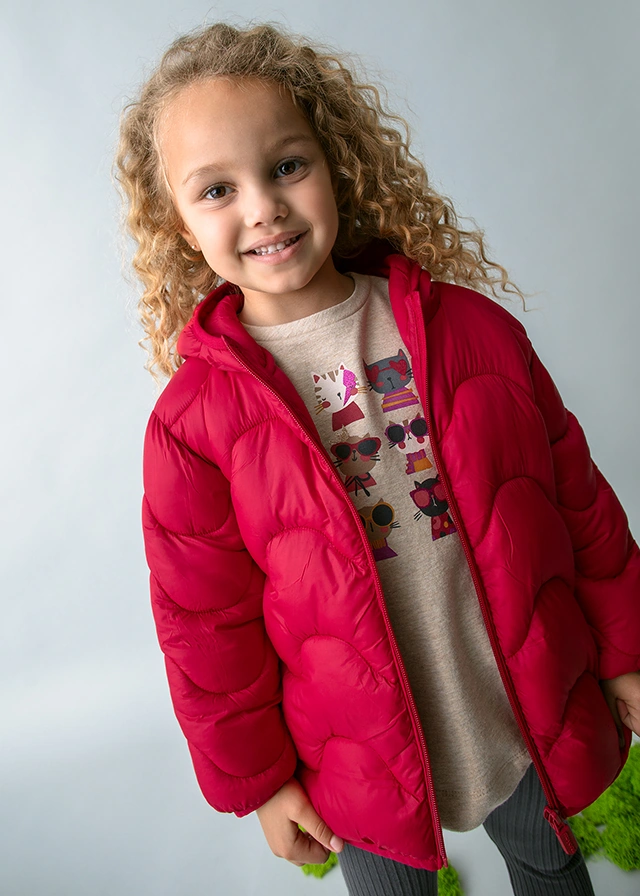 Mayoral 4443-47 Kız Çocuk Kırmızı Yumuşak Mont Kırmızı