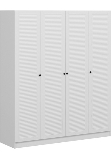 Minar Kale 4 Mebran Panjur Kapaklı 2 Çekmeceli Dolap Beyaz/beyaz 190cm Beyaz