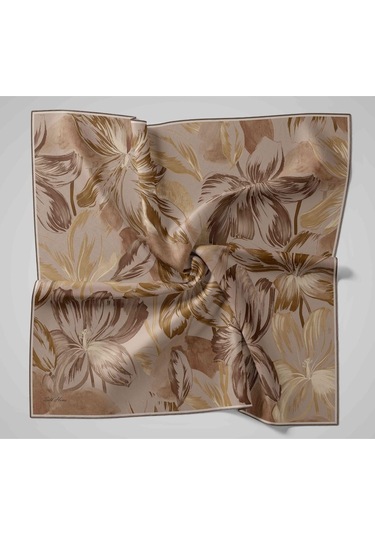 Silk Home Twill İpek Eşarp 11480-65 Vizon, Yeşil Kahve, Krem, Yeşil Bej